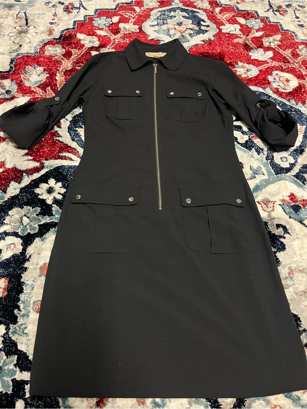 Michael Kors Black Zip-Front Dress
